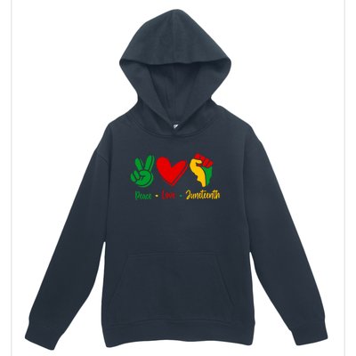 Peace Love June 1865 Black African American Juneteenth Cool Gift Urban Pullover Hoodie