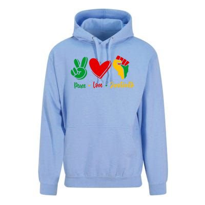 Peace Love June 1865 Black African American Juneteenth Cool Gift Unisex Surf Hoodie