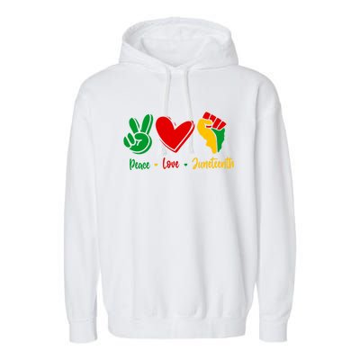 Peace Love June 1865 Black African American Juneteenth Cool Gift Garment-Dyed Fleece Hoodie