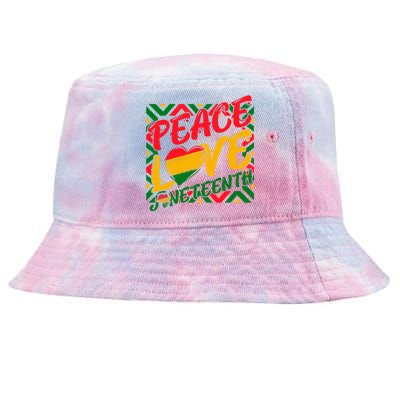 Peace Love Juneteenth African Black Juneteenth Cool Gift Tie-Dyed Bucket Hat