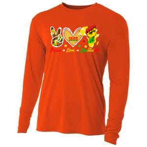 Peace Love Juneteenth Raised Fist 1865 Black History Month Gift Cooling Performance Long Sleeve Crew