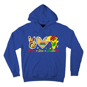 Peace Love Juneteenth Raised Fist 1865 Black History Month Gift Hoodie