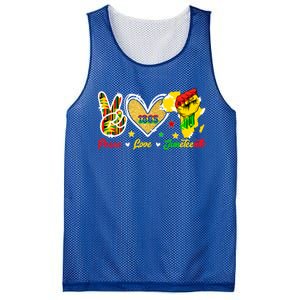 Peace Love Juneteenth Raised Fist 1865 Black History Month Gift Mesh Reversible Basketball Jersey Tank