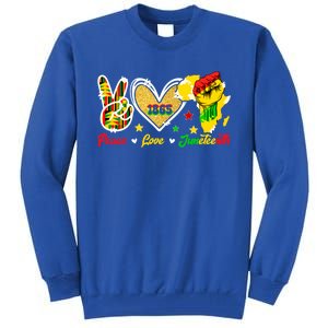 Peace Love Juneteenth Raised Fist 1865 Black History Month Gift Tall Sweatshirt