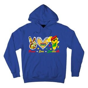 Peace Love Juneteenth Raised Fist 1865 Black History Month Gift Tall Hoodie