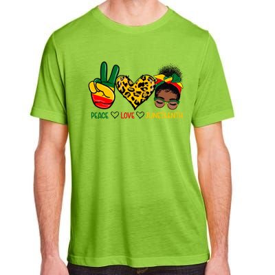 Peace Love Juneteenth Black History Black Messy Bun Gift Adult ChromaSoft Performance T-Shirt