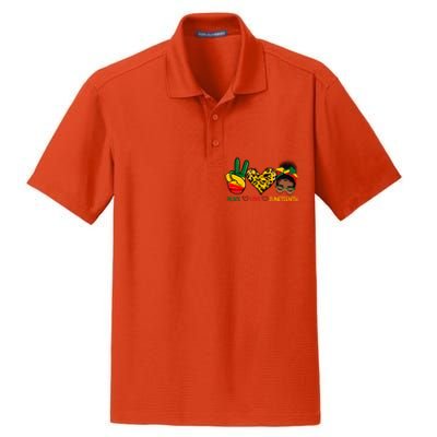 Peace Love Juneteenth Black History Black Messy Bun Gift Dry Zone Grid Polo