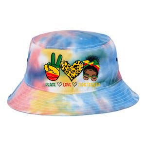 Peace Love Juneteenth Black History Black Messy Bun Gift Tie Dye Newport Bucket Hat