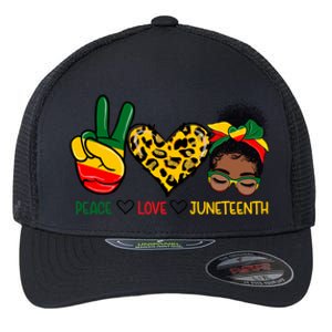 Peace Love Juneteenth Black History Black Messy Bun Gift Flexfit Unipanel Trucker Cap