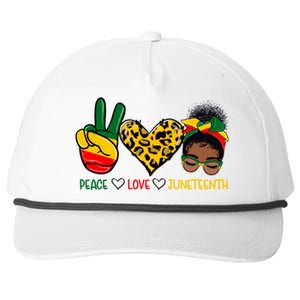 Peace Love Juneteenth Black History Black Messy Bun Gift Snapback Five-Panel Rope Hat