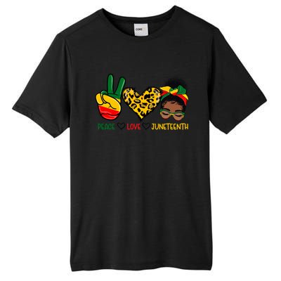 Peace Love Juneteenth Black History Black Messy Bun Gift Tall Fusion ChromaSoft Performance T-Shirt