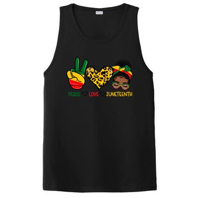 Peace Love Juneteenth Black History Black Messy Bun Gift PosiCharge Competitor Tank