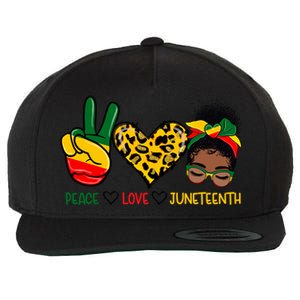 Peace Love Juneteenth Black History Black Messy Bun Gift Wool Snapback Cap