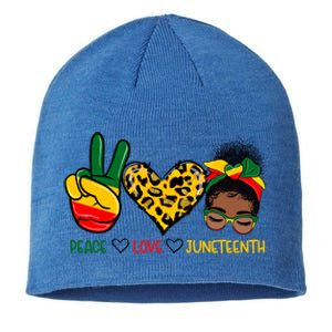 Peace Love Juneteenth Black History Black Messy Bun Gift Sustainable Beanie