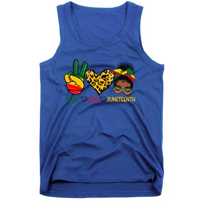 Peace Love Juneteenth Black History Black Messy Bun Gift Tank Top