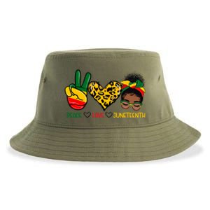 Peace Love Juneteenth Black History Black Messy Bun Gift Sustainable Bucket Hat