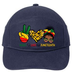 Peace Love Juneteenth Black History Black Messy Bun Gift 7-Panel Snapback Hat