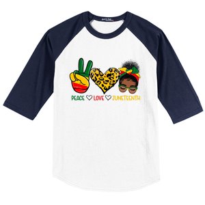 Peace Love Juneteenth Black History Black Messy Bun Gift Baseball Sleeve Shirt