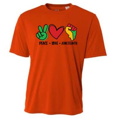 Peace Love Juneteenth Cute Gift Cooling Performance Crew T-Shirt