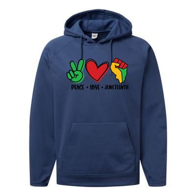 Peace Love Juneteenth Cute Gift Performance Fleece Hoodie