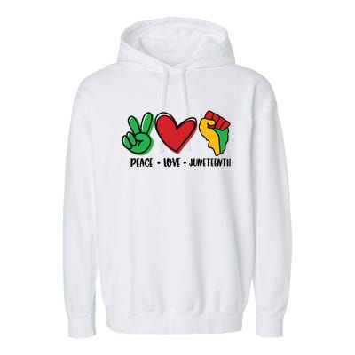 Peace Love Juneteenth Cute Gift Garment-Dyed Fleece Hoodie