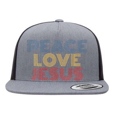 Peace Love Jesus Cool Christian Rock Music Festival Flat Bill Trucker Hat