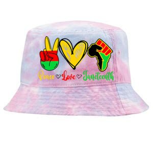 Peace Love Juneteenth Gift Tie-Dyed Bucket Hat