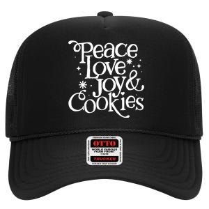 Peace Love Joy And Cookies High Crown Mesh Back Trucker Hat