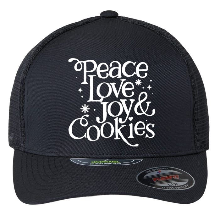 Peace Love Joy And Cookies Flexfit Unipanel Trucker Cap