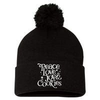 Peace Love Joy And Cookies Pom Pom 12in Knit Beanie