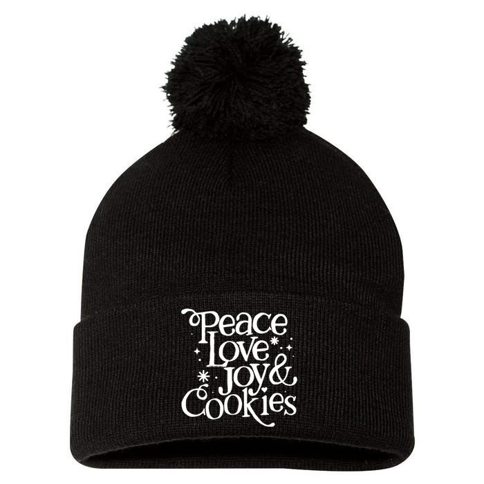 Peace Love Joy And Cookies Pom Pom 12in Knit Beanie