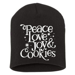 Peace Love Joy And Cookies Short Acrylic Beanie