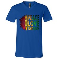 Peace Love Juneteenth Freedoom June 19th Independence Day Cute Gift V-Neck T-Shirt