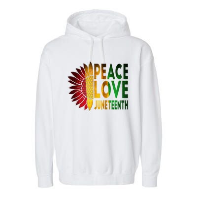 Peace Love Juneteenth Freedoom June 19th Independence Day Cute Gift Garment-Dyed Fleece Hoodie