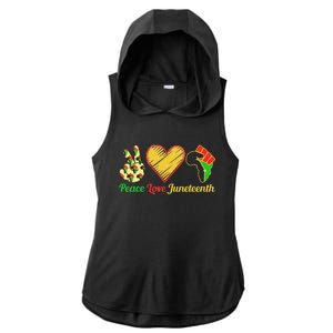 Peace Love Juneteenth Black Pride Freedom Black History Day Ladies PosiCharge Tri-Blend Wicking Draft Hoodie Tank