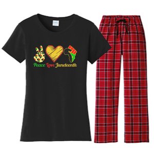 Peace Love Juneteenth Black Pride Freedom Black History Day Women's Flannel Pajama Set