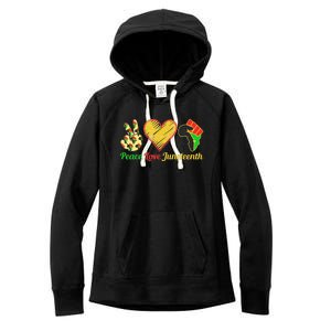 Peace Love Juneteenth Black Pride Freedom Black History Day Women's Fleece Hoodie