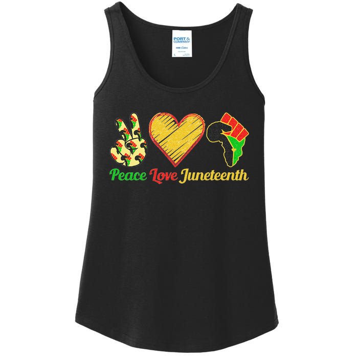 Peace Love Juneteenth Black Pride Freedom Black History Day Ladies Essential Tank