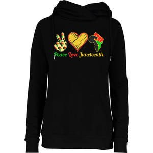 Peace Love Juneteenth Black Pride Freedom Black History Day Womens Funnel Neck Pullover Hood