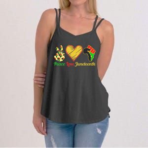 Peace Love Juneteenth Black Pride Freedom Black History Day Women's Strappy Tank