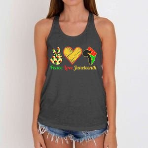 Peace Love Juneteenth Black Pride Freedom Black History Day Women's Knotted Racerback Tank