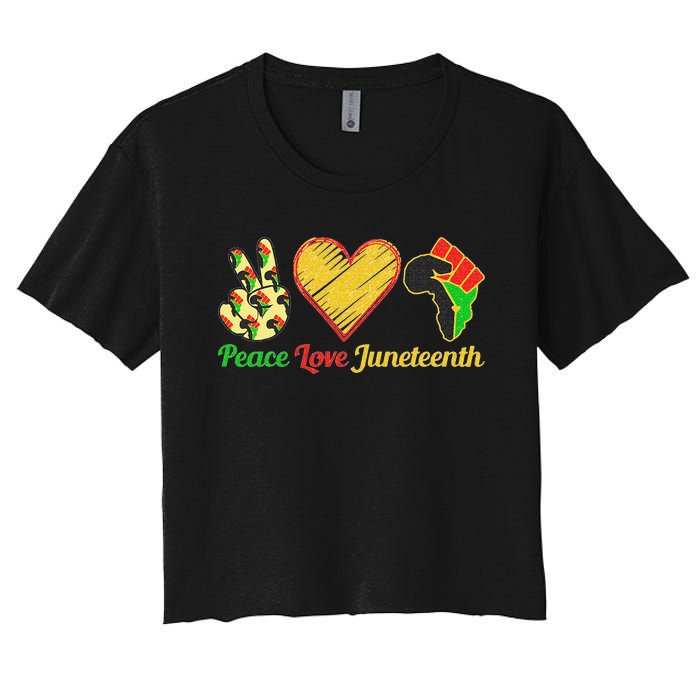 Peace Love Juneteenth Black Pride Freedom Black History Day Women's Crop Top Tee