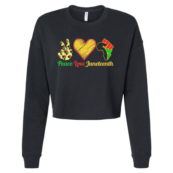 Peace Love Juneteenth Black Pride Freedom Black History Day Cropped Pullover Crew