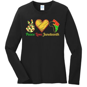 Peace Love Juneteenth Black Pride Freedom Black History Day Ladies Long Sleeve Shirt