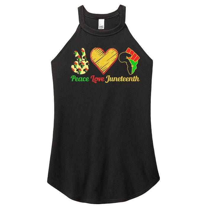 Peace Love Juneteenth Black Pride Freedom Black History Day Women's Perfect Tri Rocker Tank