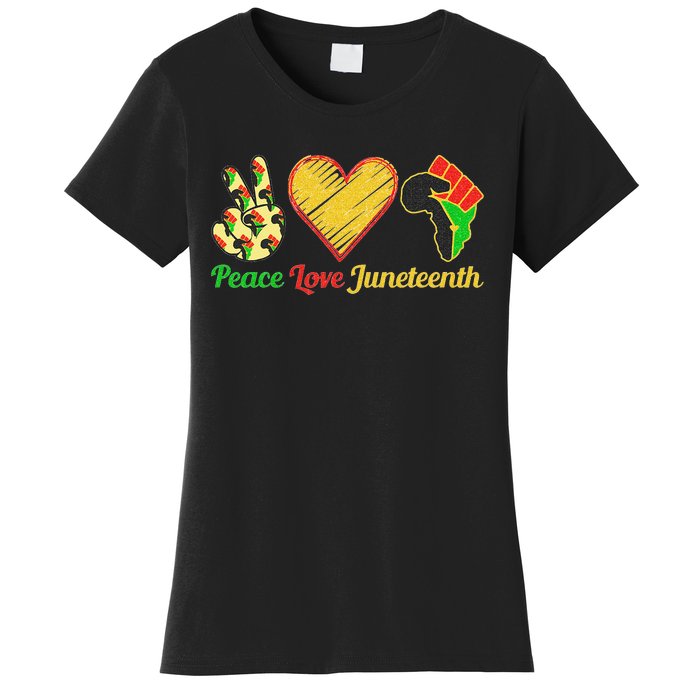 Peace Love Juneteenth Black Pride Freedom Black History Day Women's T-Shirt