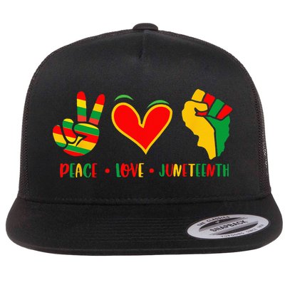 Peace Love Juneteenth 1865 Independence Day Black Pride Flatbill Hat