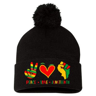 Peace Love Juneteenth 1865 Independence Day Black Pride Pom Pom 12in Knit Beanie