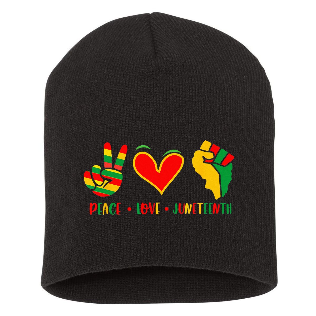 Peace Love Juneteenth 1865 Independence Day Black Pride Short Acrylic Beanie