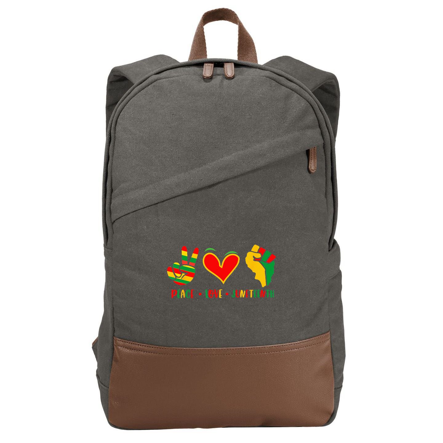 Peace Love Juneteenth 1865 Independence Day Black Pride Cotton Canvas Backpack